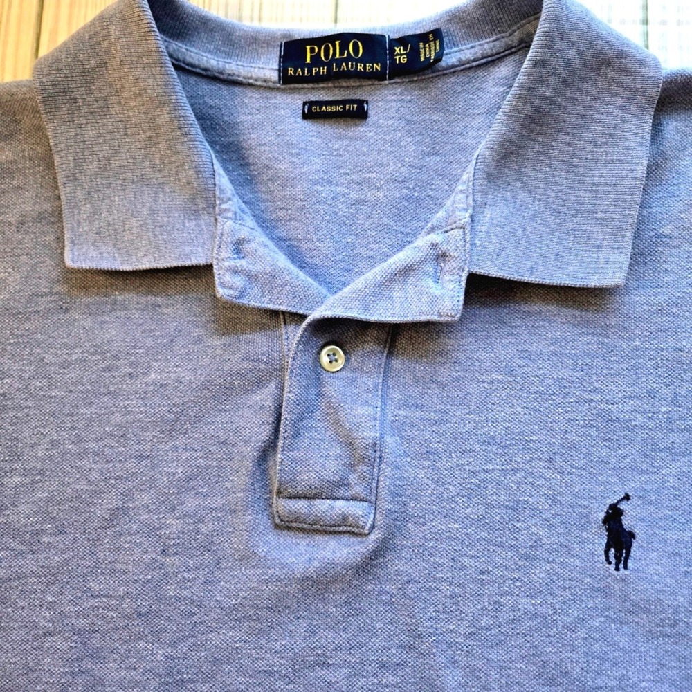 Polo Ralph Lauren Mens XL Classic Fit Short Sleeve Pique Polo Light Blue Heather